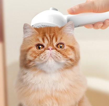 Self-Cleaning Pet Comb with Built-In Mist Humidifier for Dog Grooming and Dematting