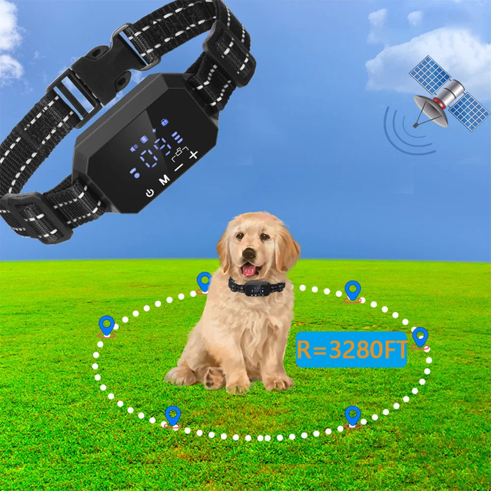 1000M GPS Dog Fence with 100-3280 Ft Range - Rechargeable Waterproof Electric Dog Training Collar with Vibration, Sound, and Shock Features