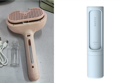 Self-Cleaning Pet Comb with Built-In Mist Humidifier for Dog Grooming and Dematting