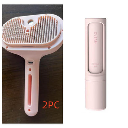 Self-Cleaning Pet Comb with Built-In Mist Humidifier for Dog Grooming and Dematting
