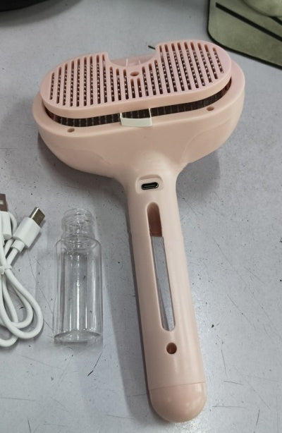 Self-Cleaning Pet Comb with Built-In Mist Humidifier for Dog Grooming and Dematting