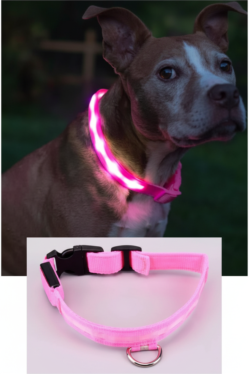 USB Rechargeable LED Dog Collar for Enhanced Night Visibility - Suitable for Small, Medium, and Large Dogs (Blue)